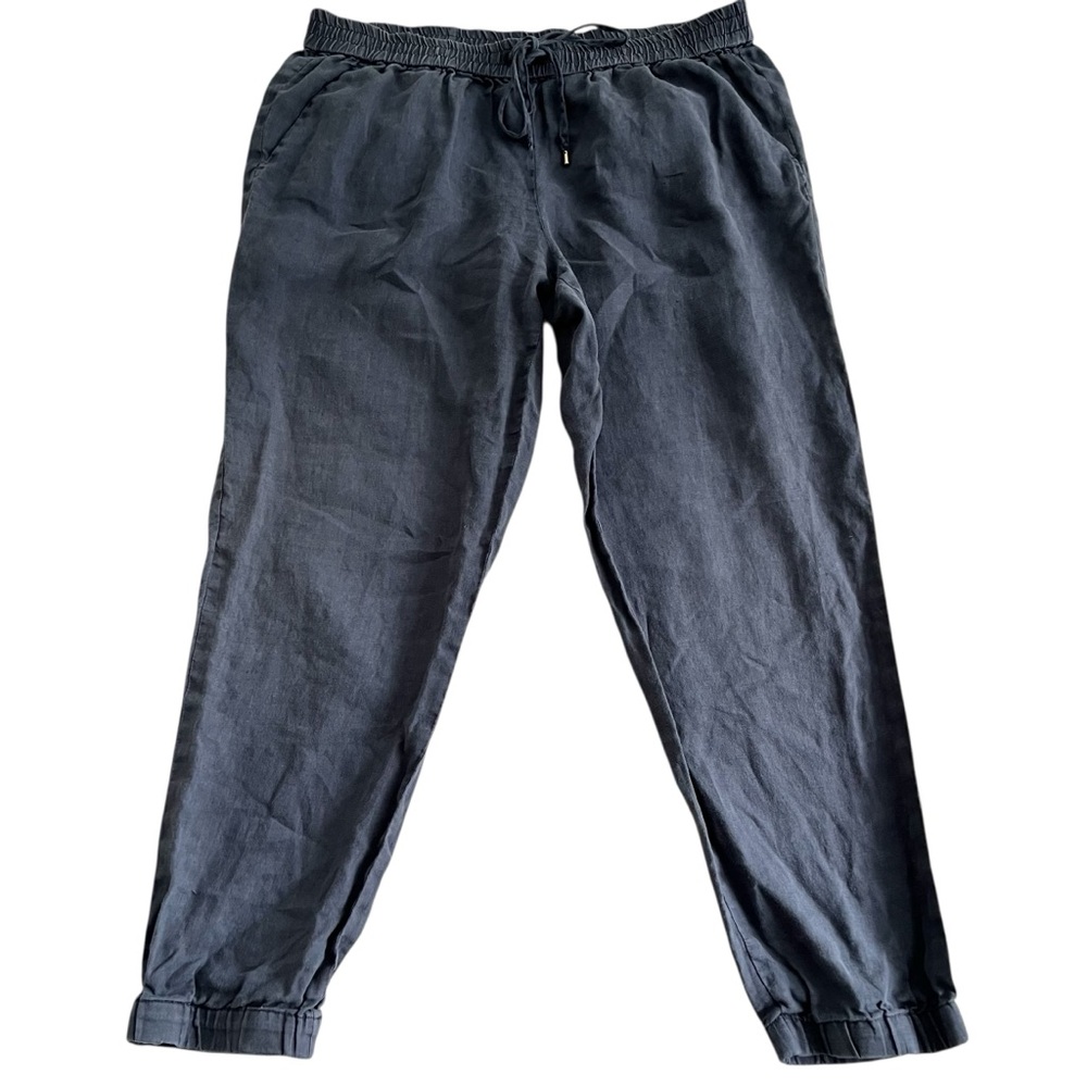 Michael Kors‎ Jogger Linen Pants Women 14 Tapered Leg Pull on Drawstring Blue